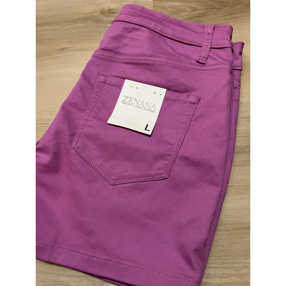 NWT Zenana Pink Women's Shorts‎ L Large Pink Stretch Chino